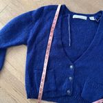 Vintage 80s Mohair Cardigan Blue Size M Slouchy Deep V Cottagecore Sweater Size M Photo 6