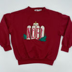 Vintage Christmas Sweatshirt Ugly Xmas Sweater Red Noel Candle Holiday Small‎ Photo 0