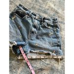 American Eagle  Distressed Floral Embroidered High Rise Denim Mom Shorts Size 00 Photo 6