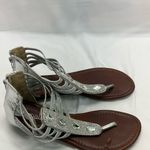 Palms  PAIGE GLADIATOR SILVER WEDGE SANDAL 7.5‎ TEARDROP CLEAR JEWELS STRAP Photo 3