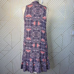 Amanda Uprichard  Mini Dress Drop Hem Tie Neck Geometric Print Pink Purple Small‎ Photo 5