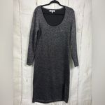 Jennifer Lopez Sparkling Charcoal Black Metallic Long Sleeve Sweater Dress Photo 2