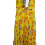 SALONI Silk Floral Dress Womens Size 2 Yellow RITA Flowy Ruffle Midi Dress * Photo 0