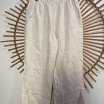 Grade & Gather Women’s Beige Linen Cropped Pants w Side Slit LNC Coastal Ltwght Photo 0