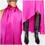 frame denim FRAME hot pink 100% silk tie-neck halter dress (magenta color) Photo 6