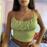 PacSun NWT pac cares cropped ruched green spaghetti strapped tank top Photo 0