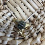 Gold Cherub Holding Rhinestone Brooch Pin 1.25" x .75" Photo 1