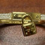Michael Kors  Gold Tone Pave Crystal Pad Lock Bracelet Photo 0