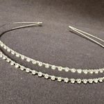 Lot Of 2 Women’s Silver Tone Hair Accessories Beaded Tiara Rhinestone Headband Photo 3
