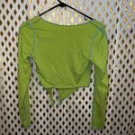SheIn Green stitch hem crop top tie size M Photo 4