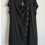 Dennis Basso Dennis By  Black Scoop Neck Short Sleeve Button Dress Womens Size 2X Photo 2