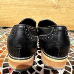 Mona Flying Penny Loafer Shoes Heeled Almond Toe Tassel Tie Leather Black 10.5 Photo 4