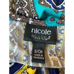 Nicole Miller  Blue Pailsey Mini Dress Size Small Photo 2