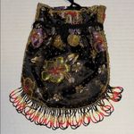 Floral Embroidered Drawstring Bag Black Photo 0