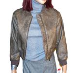 RSQ  Faux Brown Leather Bomber Jacket L NWT Photo 1