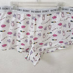 Victoria's Secret White Boxer Shorts with Pink Lip Diamond Perfume Print Size L Photo 0