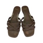 Paige  Dina Slide Sandal Womens 8 Brown Leather Square Toe‎ Criss Cross Strappy Photo 3