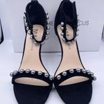 Neiman Marcus suede pearl ankle strap high heel sandals women Size 8 Photo 1