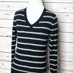 Merona  Black & Gray Striped V Neck Pullover Sweater Top Size Small Photo 2