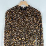 Whistles Classic Leopard Shirred Dress Long Sleeve Mini Mock Fit & Flare Size 6 Brown Size M Photo 3
