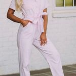 These Three Boutique Utility Jumpsuit Washed Light Pink Photo 0