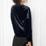 & Other Stories Velvet Sweatshirt Crewneck Long Sleeve Pullover Black Size 4 Photo 1