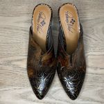 Patricia Nash  Ruffina Leather Embossed Block Heel Mules Chocolate Brown Size 7.5 Photo 5