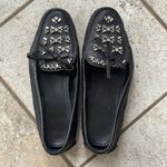 Prada  Black Crystal Embellished Leather Loafers Photo 6