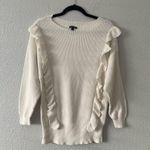 EXPRESS Cream Sweater Ruffle Boatneck 100% cotton Size Small Photo 1