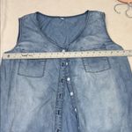 None Denim Sleeveless Button-Up Top Plus Size Chest Pockets Photo 5