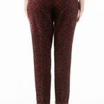 LIU JO Leopard Print Velvet Corduroy Tapered Chinos Burgundy Red/Black Sz 29 Red Photo 1