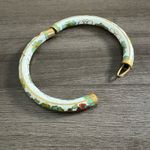 Vintage Chinese White Cloisonne Enamel Flowers Bangle Hinged Bangle Bracelet Photo 3