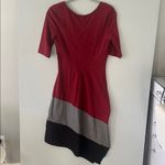 Eshakti  Red Gray Black Colorblock‎ Short Sleeve A-Line Dress Photo 2