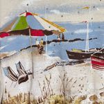 basic editions  Beach Theme Shirt Top Women’s 1X Short Sleeves Boats Shells Ocean Photo 1