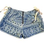 Sea New York Size S Lace Up Jean Shorts Acid Wash Denim Frayed Southwestern Boho Blue Photo 9