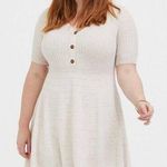 Torrid  Oatmeal Sweater Knit Ribbed V Neck Button Front Skater Mini Dress 4X 26 Photo 0