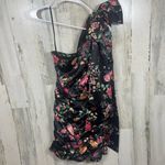 Lovers+Friends Arianna Mini Dress size S Climbing Floral Bow One Shoulder Party Black Photo 1