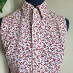 Vintage American Flag Print Sleeveless Button Down Shirt Red Size 12 Photo 0