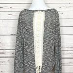 YA Los Angeles Heather Gray Crochet Trim Lightweight Sweater Top Size Large Boho Photo 7