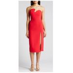 Amanda Uprichard New Women's  Puzzle Strapless Midi Dress Lipstick Red Sz M Photo 2