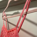 VTG Coquette Coral Pink Lace Spaghetti Strap Cami Slip Dress Nightgown With Bow Photo 10