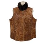 Chico's Snake Charmer Brinkley Ranch Vest Womens 2 L Brown Pockets Reversible Photo 1