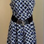 East 5th Street Black White Blue 3D Squares Dress SZ 16 pleated top and bottom Photo 0