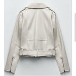 ZARA  cream faux leather moto jacket Photo 2