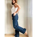 Y2K Denim Jeans Dark Wash Flared Sailor Style Pockets Size Waist 32 Low Rise Fit Blue Photo 10