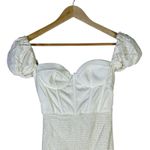 Oh Polly NWT  Corset Mini Dress Size 2 Ivory Puff Sleeve Smocked Ruffle Milkmaid Photo 2