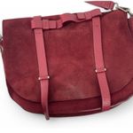Lia Numa Burgundy Italy Leather Suede Flap Front Shoulder Crossbody Bag Purse Red Photo 1