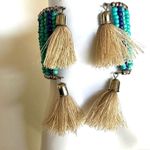 Blue beaded tassel open cuff bracelet Photo 4