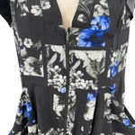 City Chic Geometric Floral Print Ultra Blue Zip Front Dress Black Plus Size 16 Photo 4
