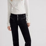 Free People NWT  Black Velvet Hit Back Boot Cut Pant size 10 Photo 0